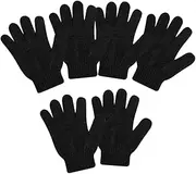 Prettyia 3 Pairs Double Sided Exfoliating Gloves Body Scrubber Scrubbing Shower Gloves - Black