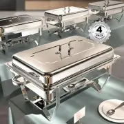 4-PK Chafing Dish Set For Buffet 9 QT Food Warmers For Parties Events Silver NEW