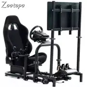 Zootopo Racing Simulator Cockpit with TV Stand & Black Seat Fit Logitech G27 G29