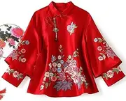 [REDBMX] Autumn Ethnic Style Tang Suit Coat Vintage Harajuku Embroidery Chinese Tops Women 2022 Blouse Eleganti Loose Female Shirt
