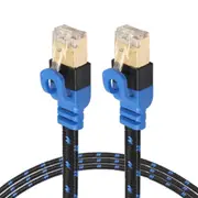 Cat7-2 Gold-Plated Cat7 Flat Ethernet 10 Gigabit Two-Color Braided Network Lan Cable For Modem Router Network With Shielded Rj45 Connectors Length: 8M