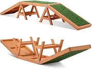 Pet Scene Wooden Pet Ramp Dog Agility Equipment Outdoor Puppy Obedience Training Sports Obstacle Exercise Outdoor Play Artificial Grass