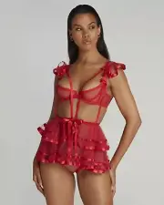 Agent Provocateur Ellora Red Playsuit AP4 Large NWT $450