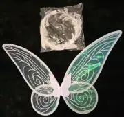 Angel Wings w/ Halo For Girls, Sparkling Sheer Wings, Light Up & Glow, White