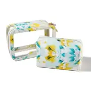 ROWNYEON Clear Makeup Case Toiletry Bag Multipurpose Travel Makeup Green&Yellow