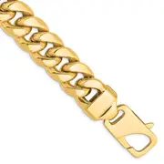 14K Yellow Gold 9 Inch 15mm Semi-Solid Miami Cuban With Lobster Clasp Chain
