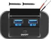 Rv USB Outlet 12v Wall Mount ? 2 Port Quick Charge Adapter, Dc 12 24v Power Socket | Weatherproof USB Charging Hub for, Vehicles, ATV, Trailer, Motorcycle Dashboard Mount