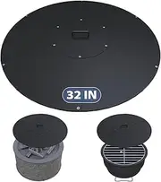 Ardier Round Fire Pit Lid, 32" Metal Cover with Handle Fits for Bonfire Pits or Fire Tables, All-Weather Resistance Outdoor Firepit Accessory, Smokeless Fire Pit Cover Doubles as Tabletop