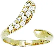 [JewelryWeb] 14k Yellow Gold CZ Simulated Diamond Top Adjustable Snake Shape Body Jewelry toe ring-toe ring for Women