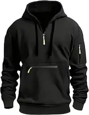 [Generic] Fashion Men Tactical Sweatshirt Quarter Zip Cargo Pullover Hoodies Vintage Workout Sweatshirt 2025 Casual Hoodie Chic