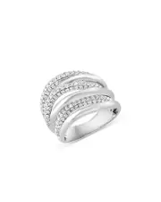 Bloomingdale's Fine Collection Diamond Multirow Crossover Statement Ring in 14K White Gold, 1.2 tcw