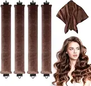 5 Pieces Heatless Hair Curlers Headband, Overnight Curlers, Heatless Soft Hair Curling Set, Overnight Blowout Curls Without Heat, Curlers Without Heat for Short and Long Hair (Brown)
