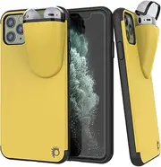 Punkcase iPhone 11 Pro Max Airpods Case Holder (TopPods Series) | Slim & Durable 2 in 1 Cover Designed for iPhone 11 Pro Max (6.5") | Protects Your Phone & Stores Your AirPods Gen. 1 & 2 [Yellow]