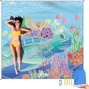 Sandproof Beach Blanket Waterproof Large Beach Mat 79" X 83" for 2-4 Adults
