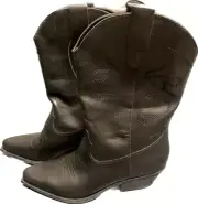 STEVE MADDEN Ladies Cowboy Western Boot - Black Leather - Size 8 NEW IN BOX