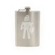 Medieval Stickman #1- Armored Knight Sword and Shield-8 oz etched flask