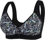[TOSOFT] Front Closure Granny Vest Bras A-G Cup Wireless Full Support Front Button Camisole Sports Bra Top for Women