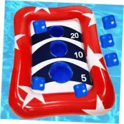 36" Inflatable Pool Cornhole Set Toss Games, American Flag Ring Toss Pool Toys