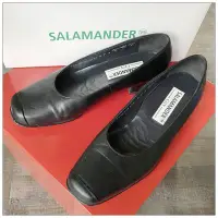 在飛比找Yahoo!奇摩拍賣優惠-二手名牌 Salamander 黑色真皮淑女鞋 平底鞋 女鞋