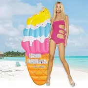 Swim Ring Airbeds Swimming Pool Float, Inflatable Ice Cream Floating Row, Adult Swimming Ring Water Leisure Chair Floating Bed LWX