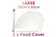 2x Large Collapsible Mesh Food Covers Net 60CM Dome Pop Up Umbrella Fly Wasp