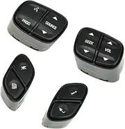 DEMULAX Car Cruise Control Button, for Hummer H2 2003 2004 2005 2006 2007 1999442 Car Interior Accessories Light Steering Wheel Radio Source Switch Button Vehicle Speed Control Button(Black Set)