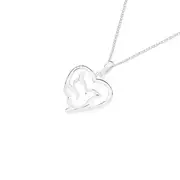 Silver Open Heart & Dove Of Peace Pendant