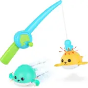 Bath Toys, Magnetic Fishing Games with Wind-up Swimming Whales, Water Table P...