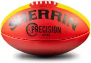 Sherrin Precision Leather Replica Football, Red, Size 4