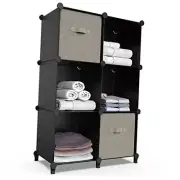 6-Cube Storage Organizer, Closet Organizer Storage Cabinet 38x38x12'' Black