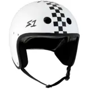 S-One Helmet Retro Lifer E-Helmet 2XL White Gloss/ Black Checkers