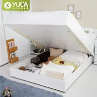在飛比找momo購物網優惠-【YUDA 生活美學】純白色 安全裝置 收納掀床/床架 單人