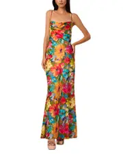 Liv Foster Yara Printed Satin Gown