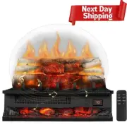 1500W Electric Fireplace Insert Logs Heater Quartz Realistic Flame w/ Remote