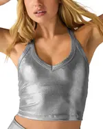 Beyond Yoga On The Up Cropped Tank Top in Liquid Silver