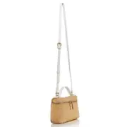 AQUA Vanity Case Bag Women's Natural/White Adjustable Strap Zip Closure