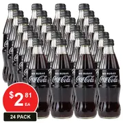 COCA COLA 330mL GLASS SCREW BOTTLE COKE NO SUGAR 24 PACK