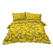 3 Piece Yellow Duck Design Bedding Set Duvet Cover with 2 Pillow Shams