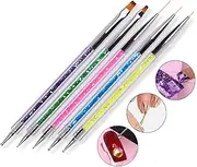 5pcs Nail Art Pen Nail Art Liner Painting Mane Brush Dual-Ended Painting Nail Design Brush Pen Include Liner Brushes and Dotting Pen Nail DIY Manicure Tool Accessories Set