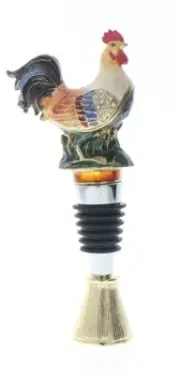 Ciel Jeweled Wine Bottle Stopper Collectible Trinket Box w Stand Rooster