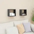High Gloss Grey Wall Cube Shelves Set of 2 Modern Storage 26x15x26 cm