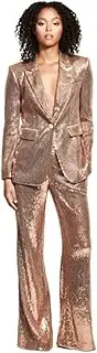 [Kromoc] Women's Sequin 2 Pieces Suit One Button Peak Lapel Tuxedos for Daily Prom Party