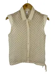 American Apparel Chiffon Blouse Cream Black Top Size Medium