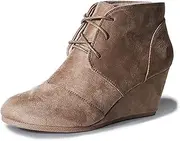 [J. Adams] Roxy Wedge Booties - Casual Lace Up Low Heel Closed Toe Ankle Boot