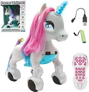 Lexibook UNI01 Power Unicorn Smart Robot Unicorn for Kids Girls Dancing Rechargeable Programmable Gesture Control (White/Pink/Blue)