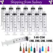 5/10x 1ml 3ml 5ml 10ml Luer Lock Syringes With 14G-25G Blunt Tip Needles and Cap