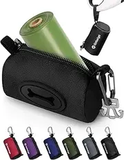 Gobeigo Poop Bag Holder with Metal Used Bag Carrier, Large Opening for Easy Pull Out, Dog Poo Bag Dispenser for Retractable Leash, Easy Access To Doggie Waste Bags (Black)