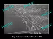 OLD POSTCARD SIZE PHOTO DERRY CITY IRELAND, AERIAL VIEW OF TOWN c1950 1