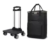 Foldable Shopping Cart Trolley Bag With 5 Swivel Wheels Keep Warm Waterproof