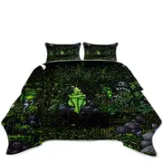 Green Wood Nymph Girl Surrounded by Odd Creatures Coverlet